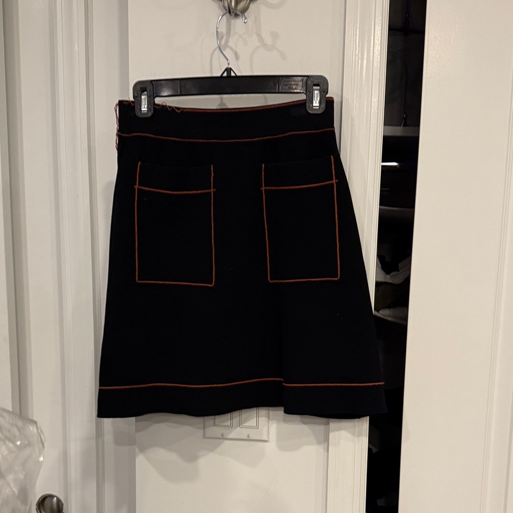 Sandro Black A-Line Skirt with Orange Accents